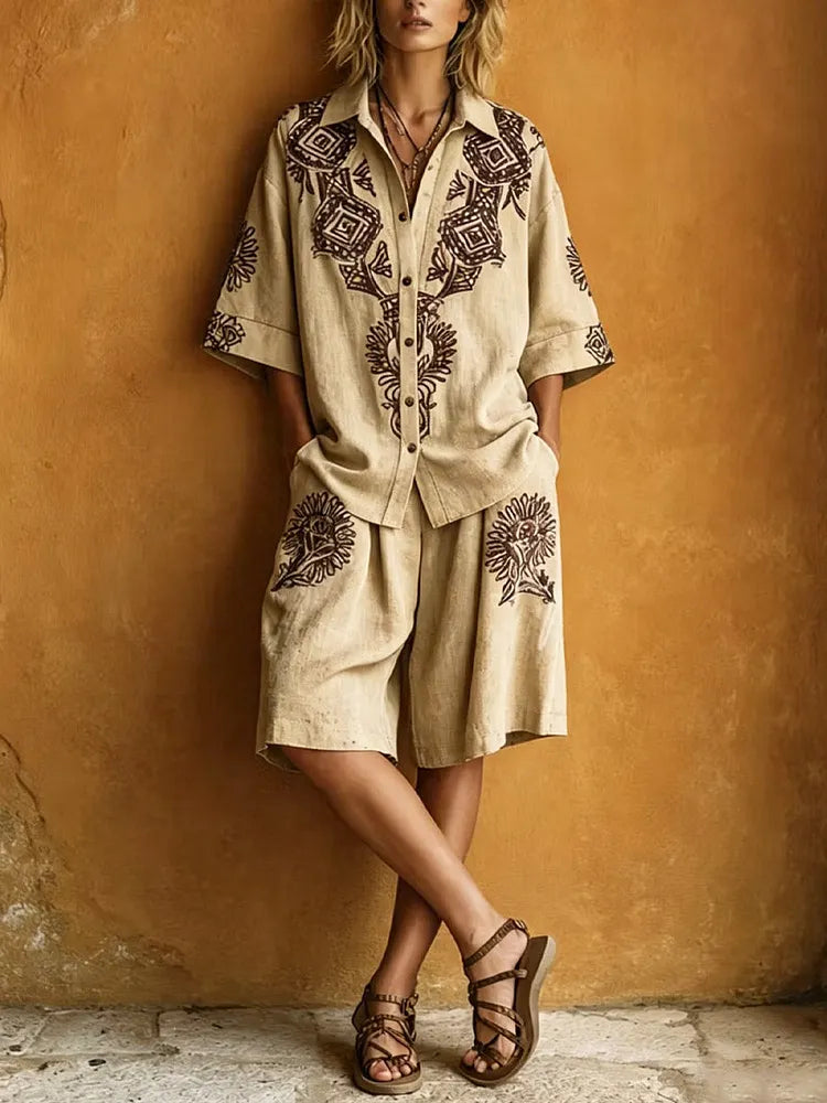 Saskia | Ethnic-Art Top & Trouser Set