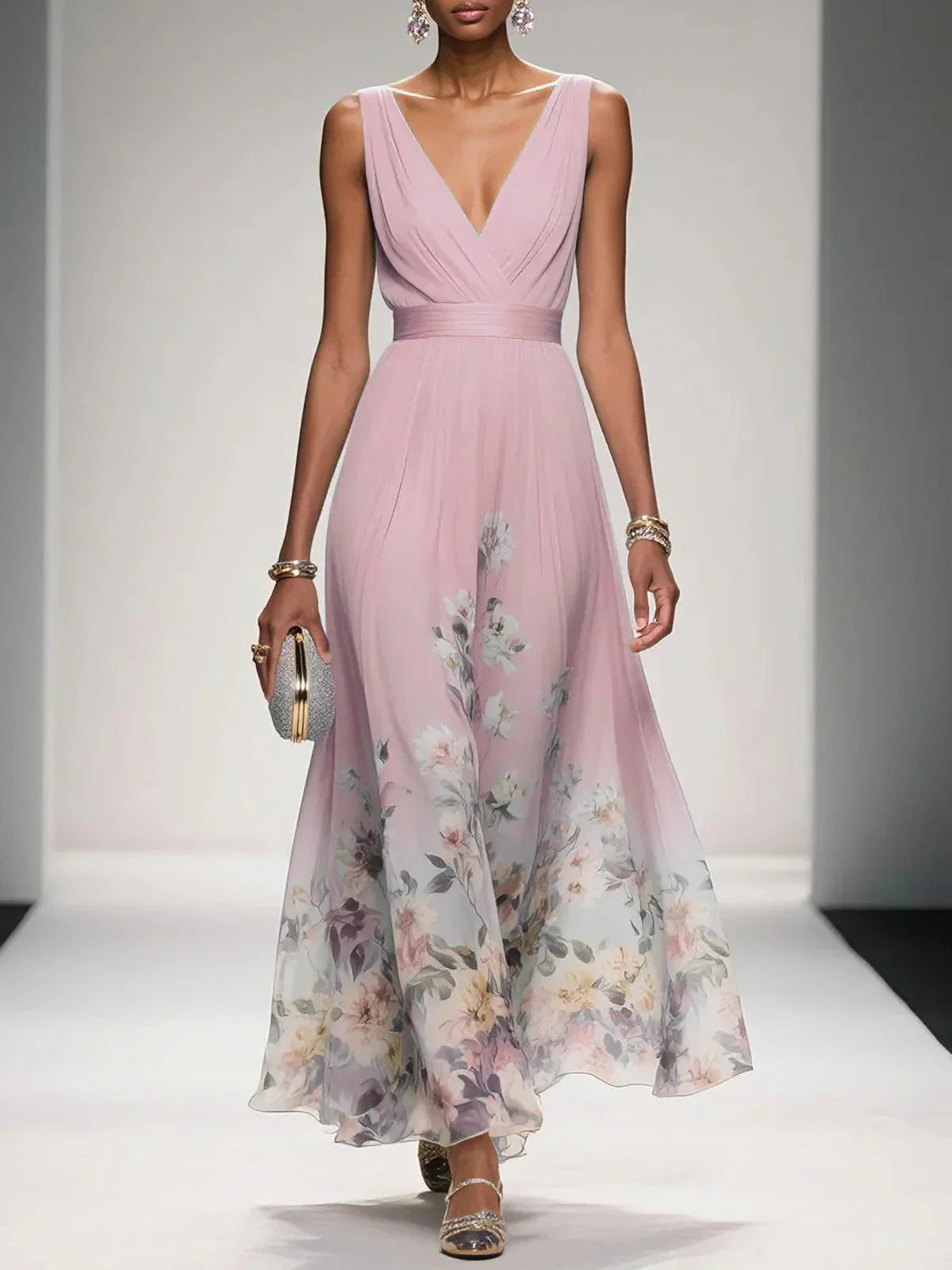 Rose | Floral V-Neck Maxi Dress