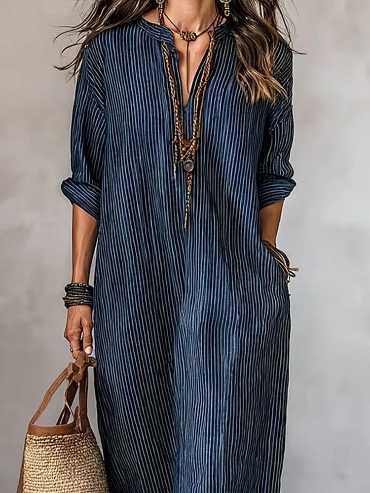 Henrietta | Retro Striped Maxi Dress