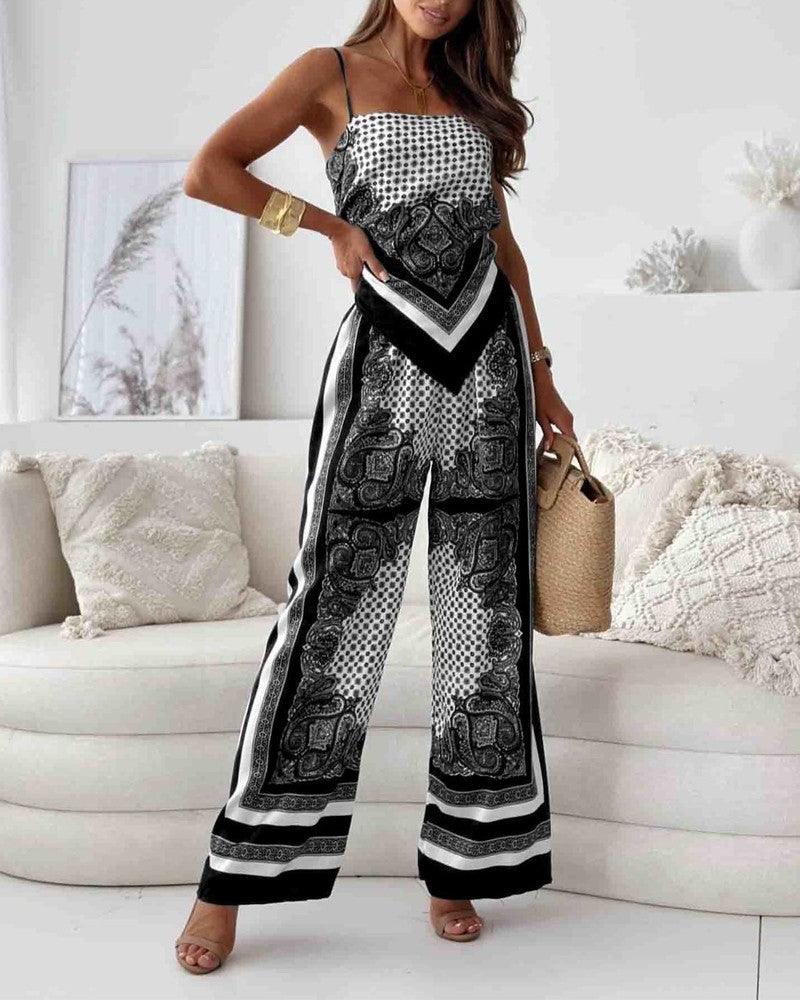 Helen | Stylish Lace-Up Vest & Pants Two-Piece Set Dress