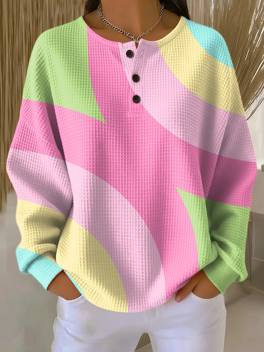 Vera | Waffle-Knit Sweater with Abstract Geometric Pattern