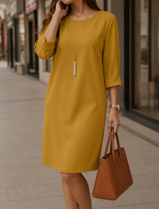 Odette flowing midi dress in a flattering everyday silhouette, shown in multiple colours