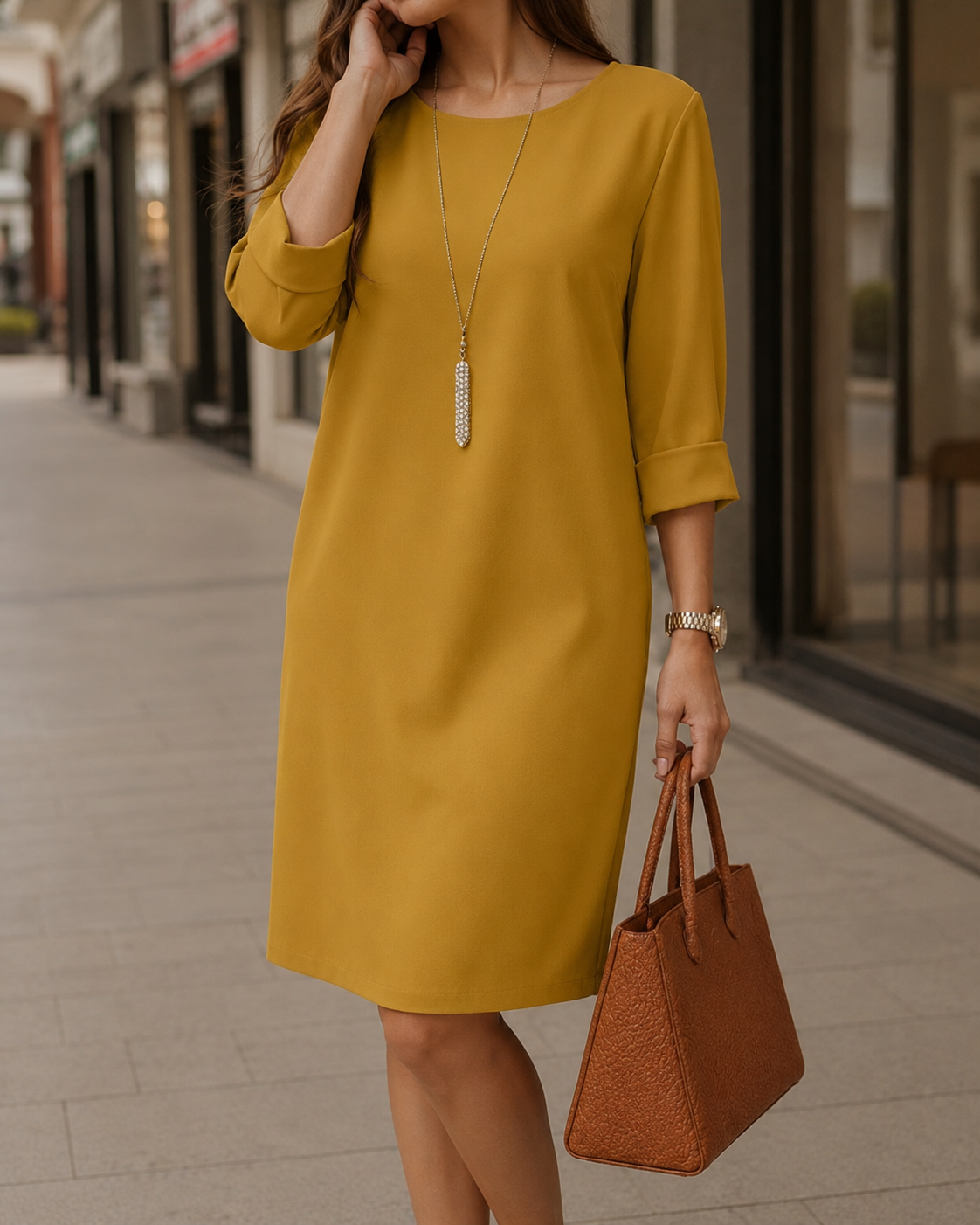 Odette flowing midi dress in a flattering everyday silhouette, shown in multiple colours