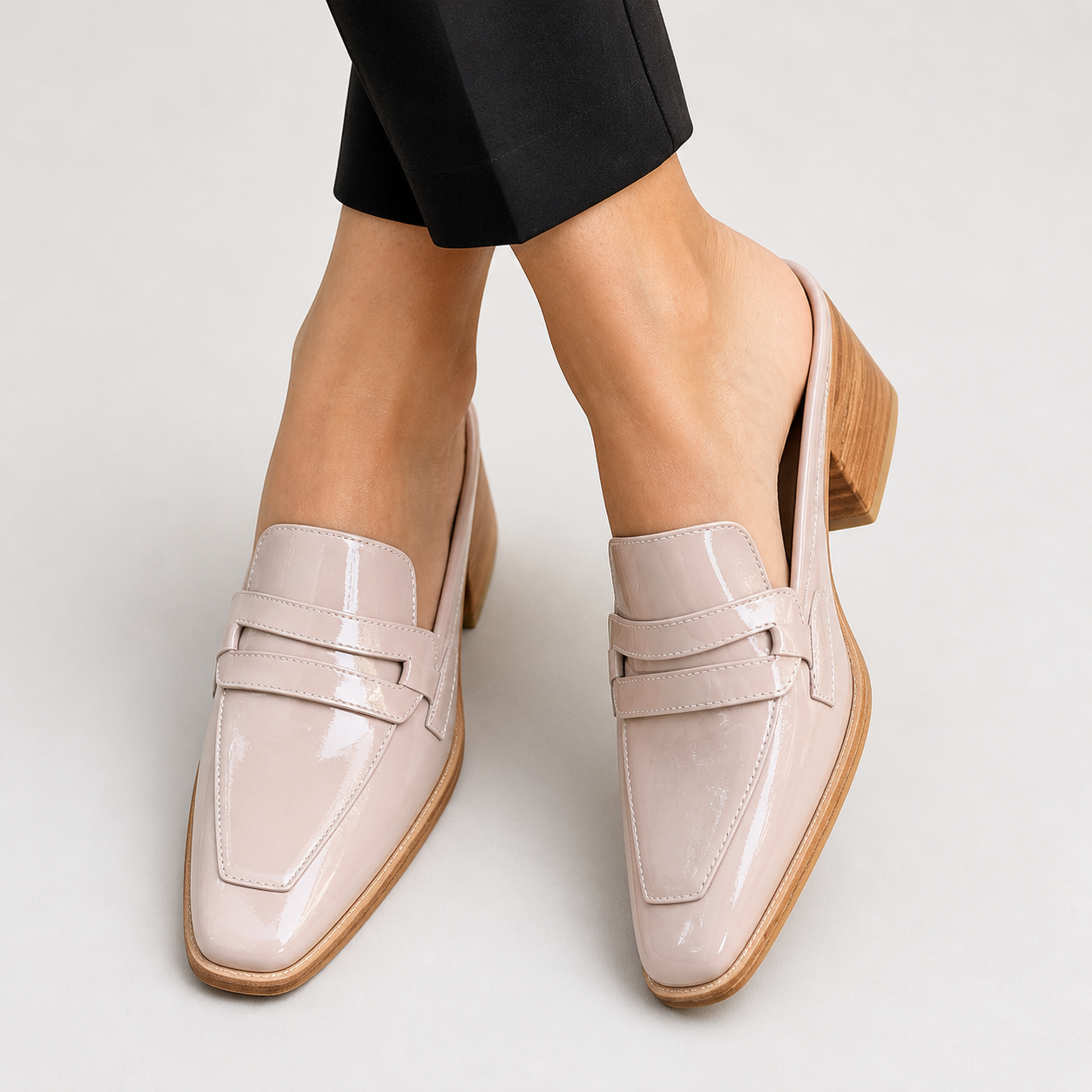 Glossy slip-on loafers with a refined structured design and sleek finish