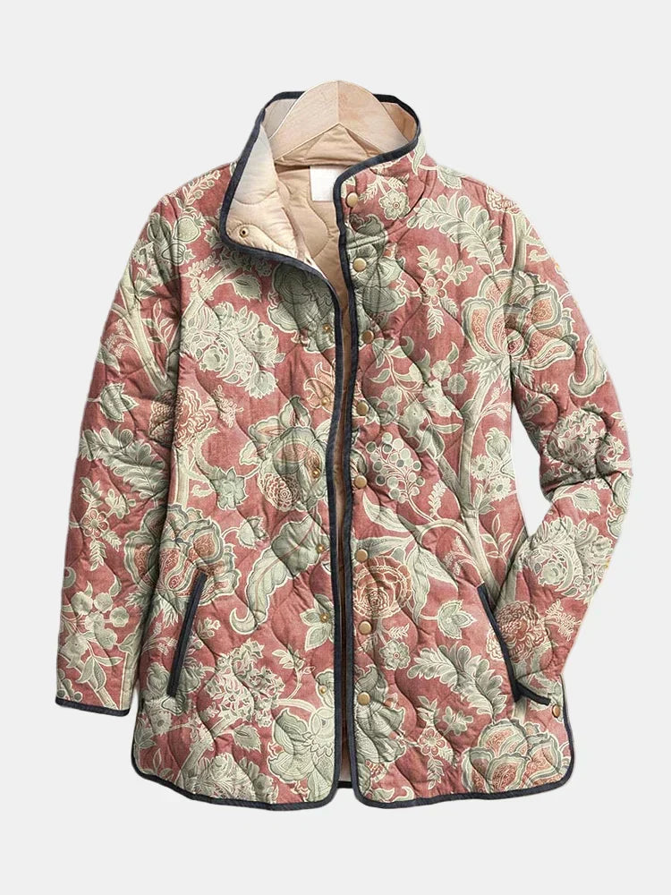Naya vintage floral quilted jacket in multicolour with a relaxed, feminine fit