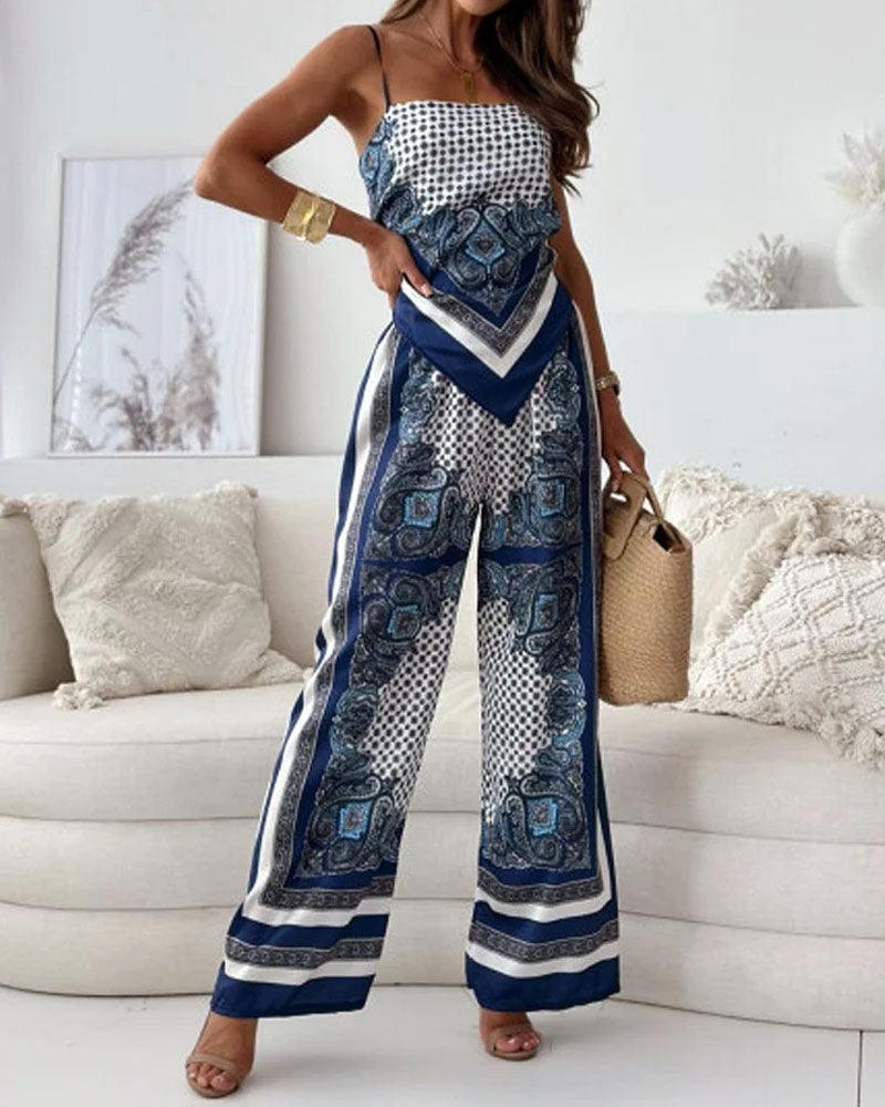 Helen | Stylish Lace-Up Vest & Pants Two-Piece Set Dress