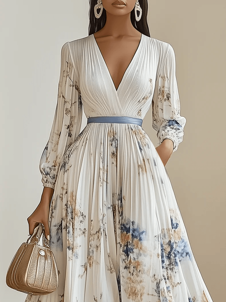 Amalia | White Floral Balloon Sleeve Maxi Dress