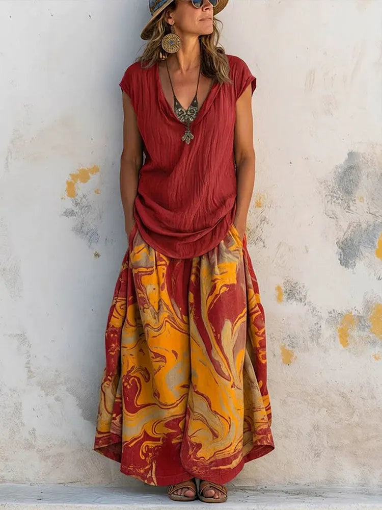 Eleanor | Relaxed Top & A-Line Skirt Set