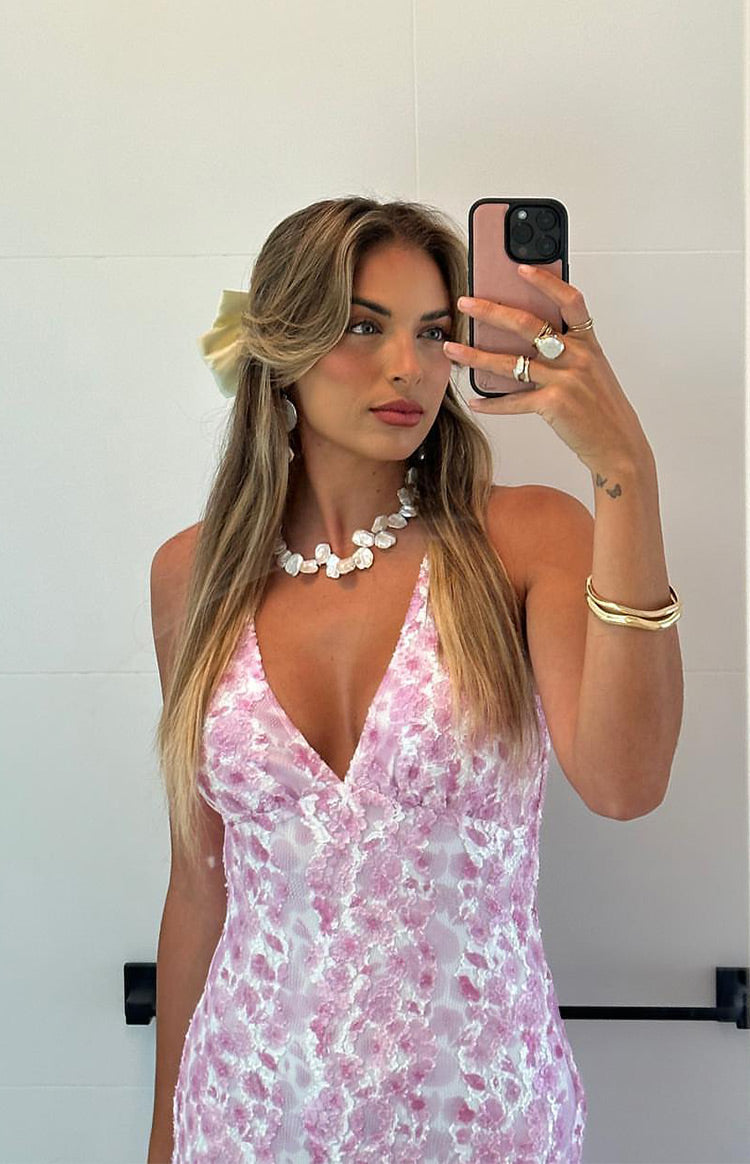 Farida | Pink Lace Maxi Dress