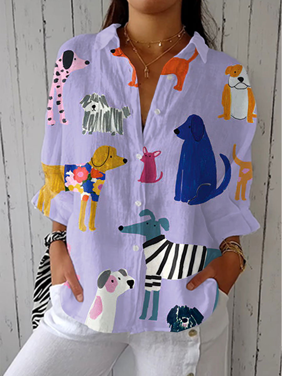 Gillian | Playful Dog Print Blouse