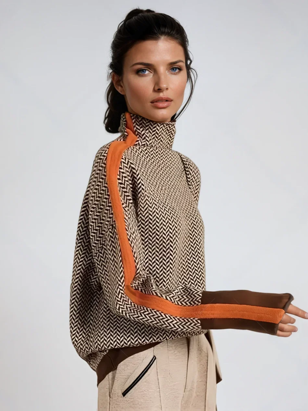 AMAYA | High Neck Design Sweater