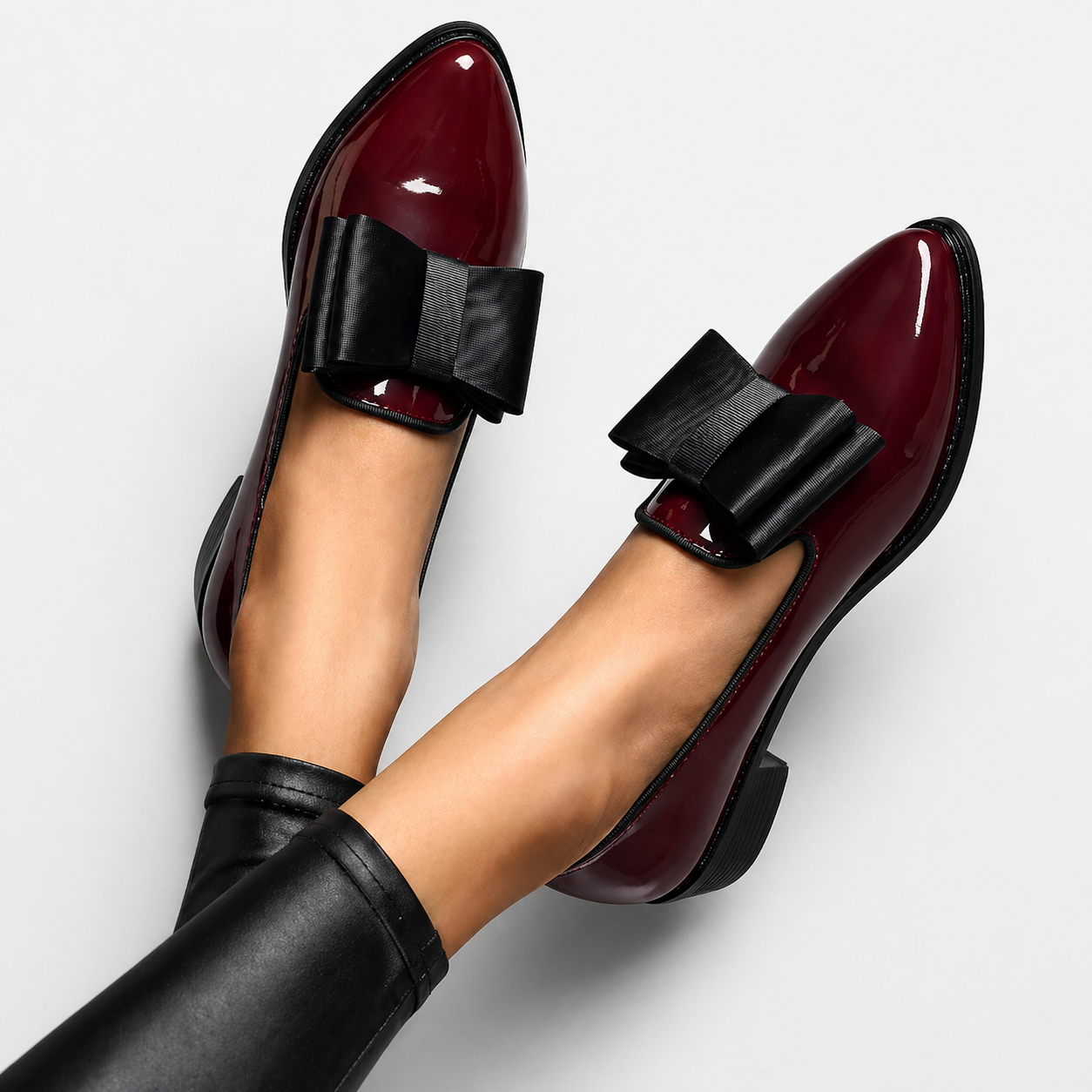 Heidi chic slip-on loafers shown in red and black