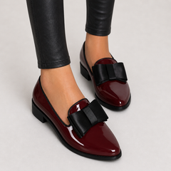 Heidi chic slip-on loafers shown in red and black