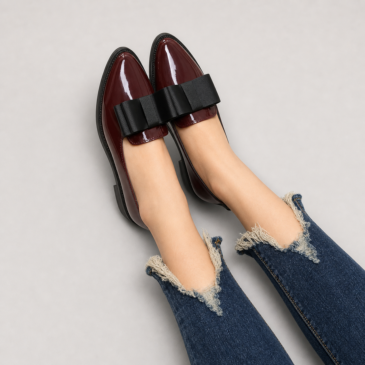 Heidi chic slip-on loafers shown in red and black