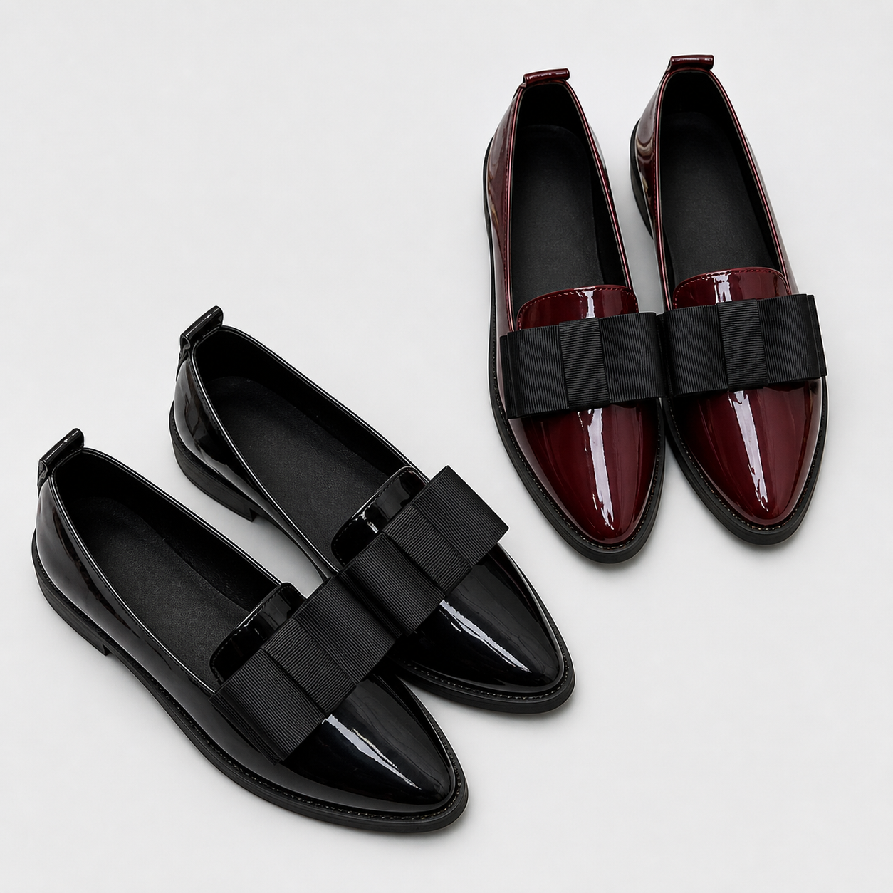 Heidi chic slip-on loafers shown in red and black