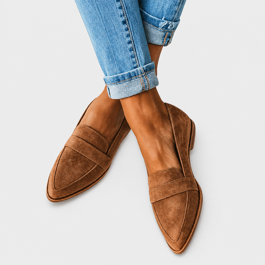 Soft cushioned slip-on loafers shown in khaki, grey, black and leopard print