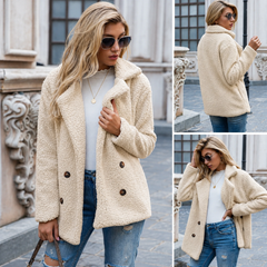 Holly cozy teddy fleece coat with a classic collar in a relaxed fit