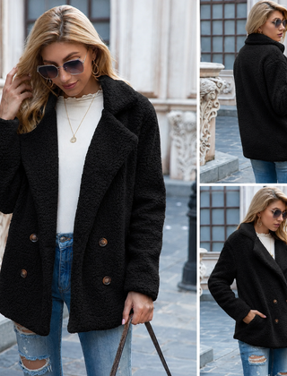 Holly cozy teddy fleece coat with a classic collar in a relaxed fit