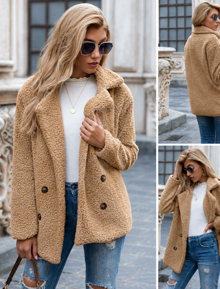 Holly cozy teddy fleece coat with a classic collar in a relaxed fit