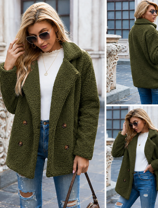 Holly cozy teddy fleece coat with a classic collar in a relaxed fit