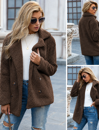 Holly cozy teddy fleece coat with a classic collar in a relaxed fit
