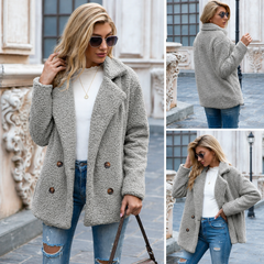 Holly cozy teddy fleece coat with a classic collar in a relaxed fit