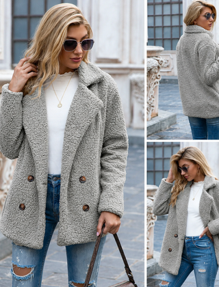 Holly cozy teddy fleece coat with a classic collar in a relaxed fit
