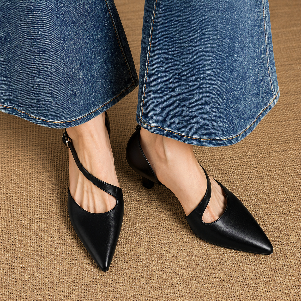 Avena | Genuine Leather Crossover Strap Heels