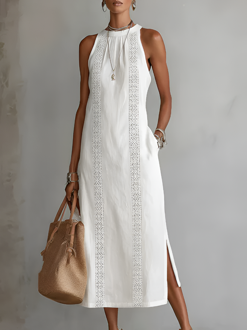 Jimena | Mao Collar Midi Dress