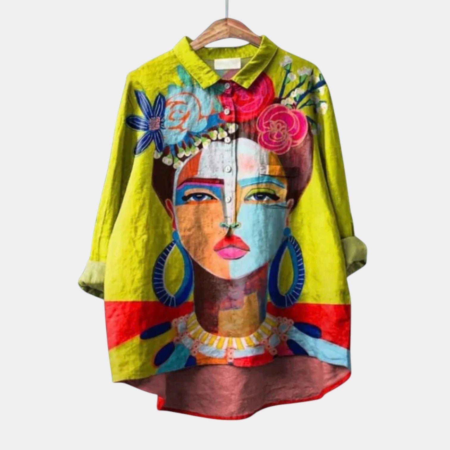 Elegant printed long-sleeve summer blouse for women, relaxed flattering fit