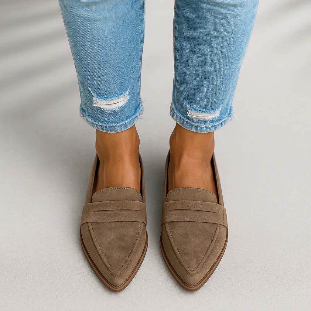 Rosa soft leather slip-on moccasins shown in a neutral colour