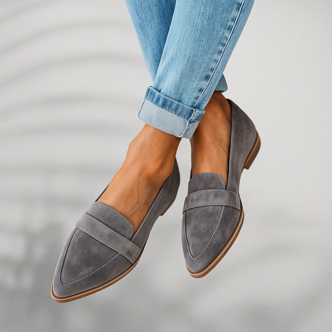 Rosa soft leather slip-on moccasins shown in a neutral colour