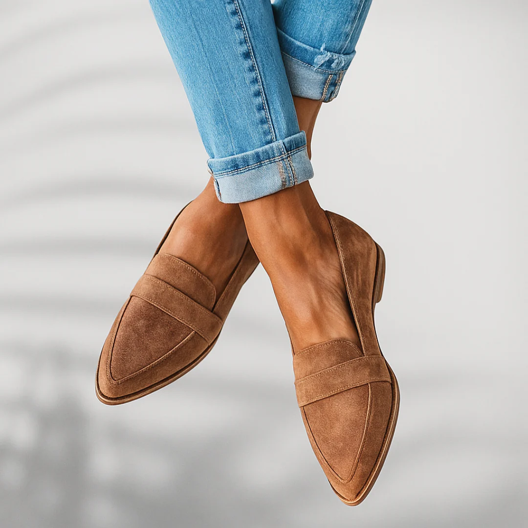 Rosa soft leather slip-on moccasins shown in a neutral colour