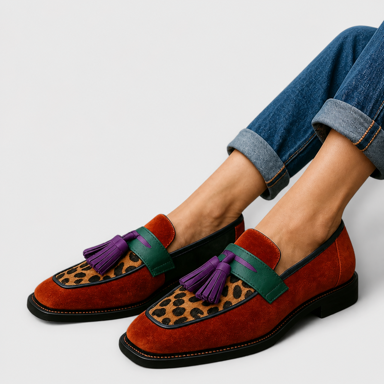 Multicolour women's loafers with refined details and a classic slip-on silhouette