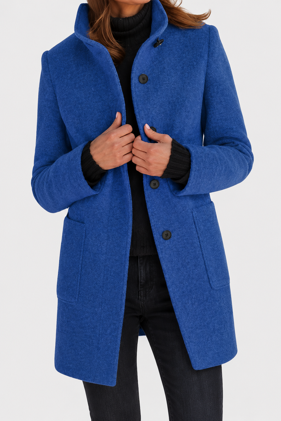 Janet classic wool blend coat with a relaxed fit, shown in several colours
