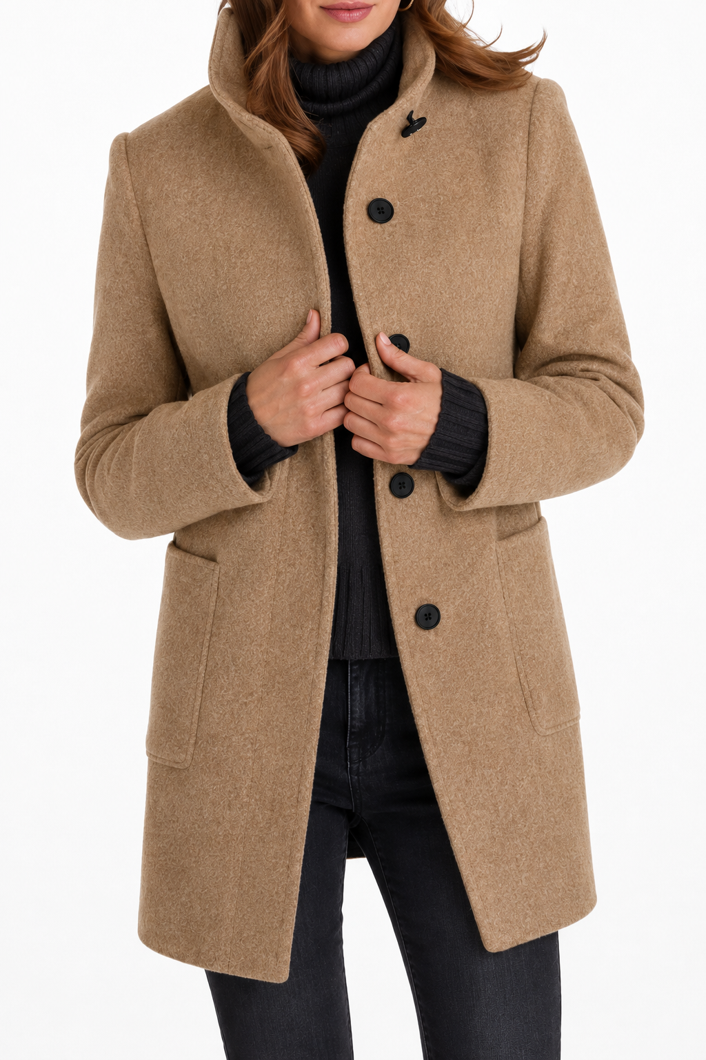 Janet classic wool blend coat with a relaxed fit, shown in several colours