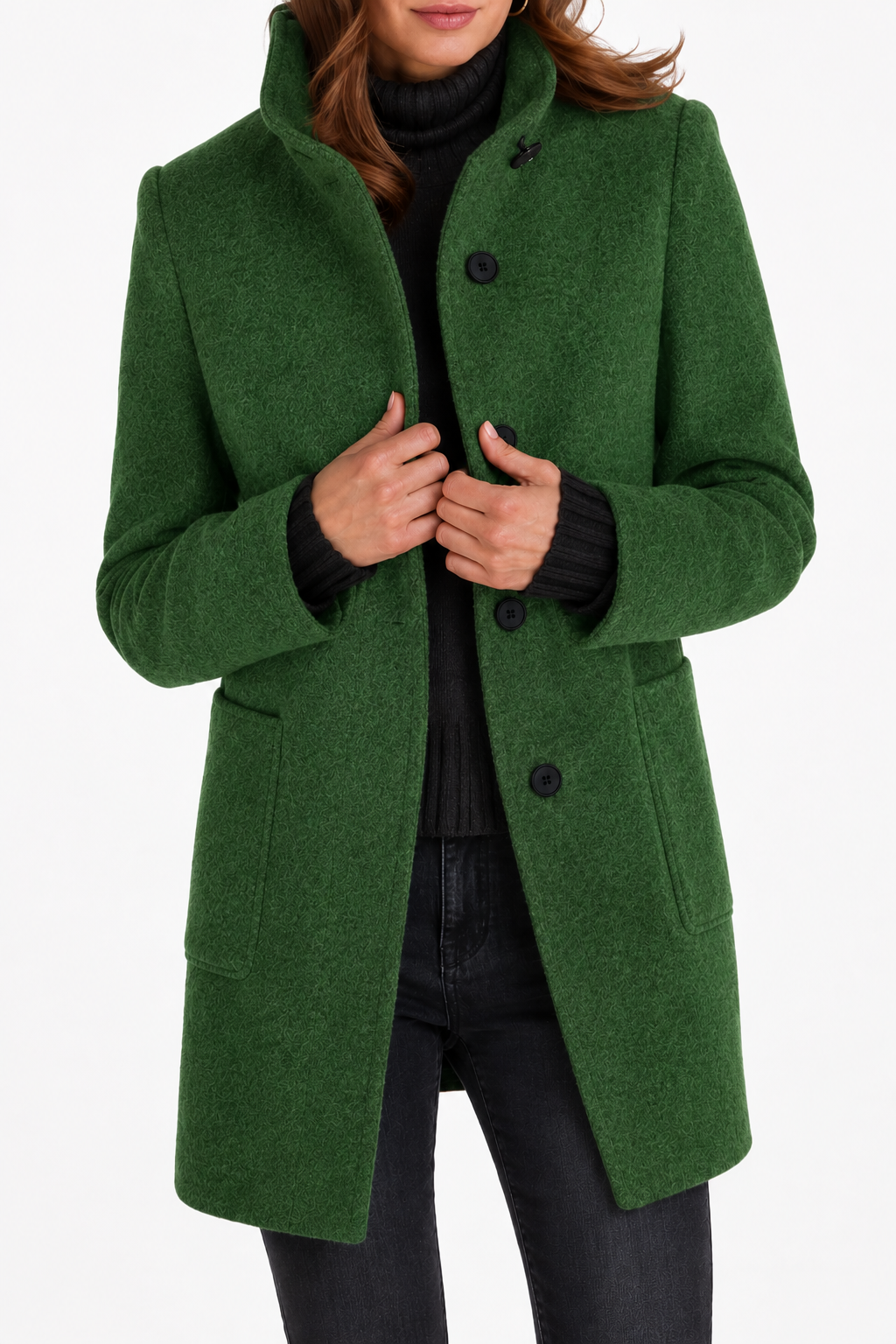 Janet classic wool blend coat with a relaxed fit, shown in several colours
