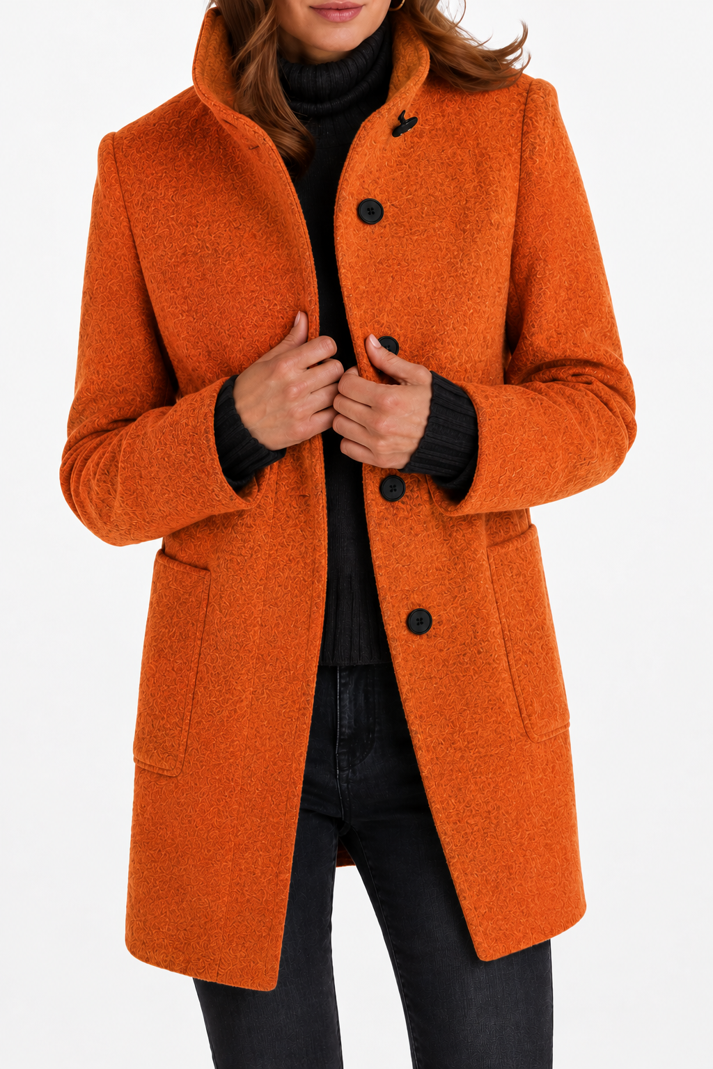 Janet classic wool blend coat with a relaxed fit, shown in several colours