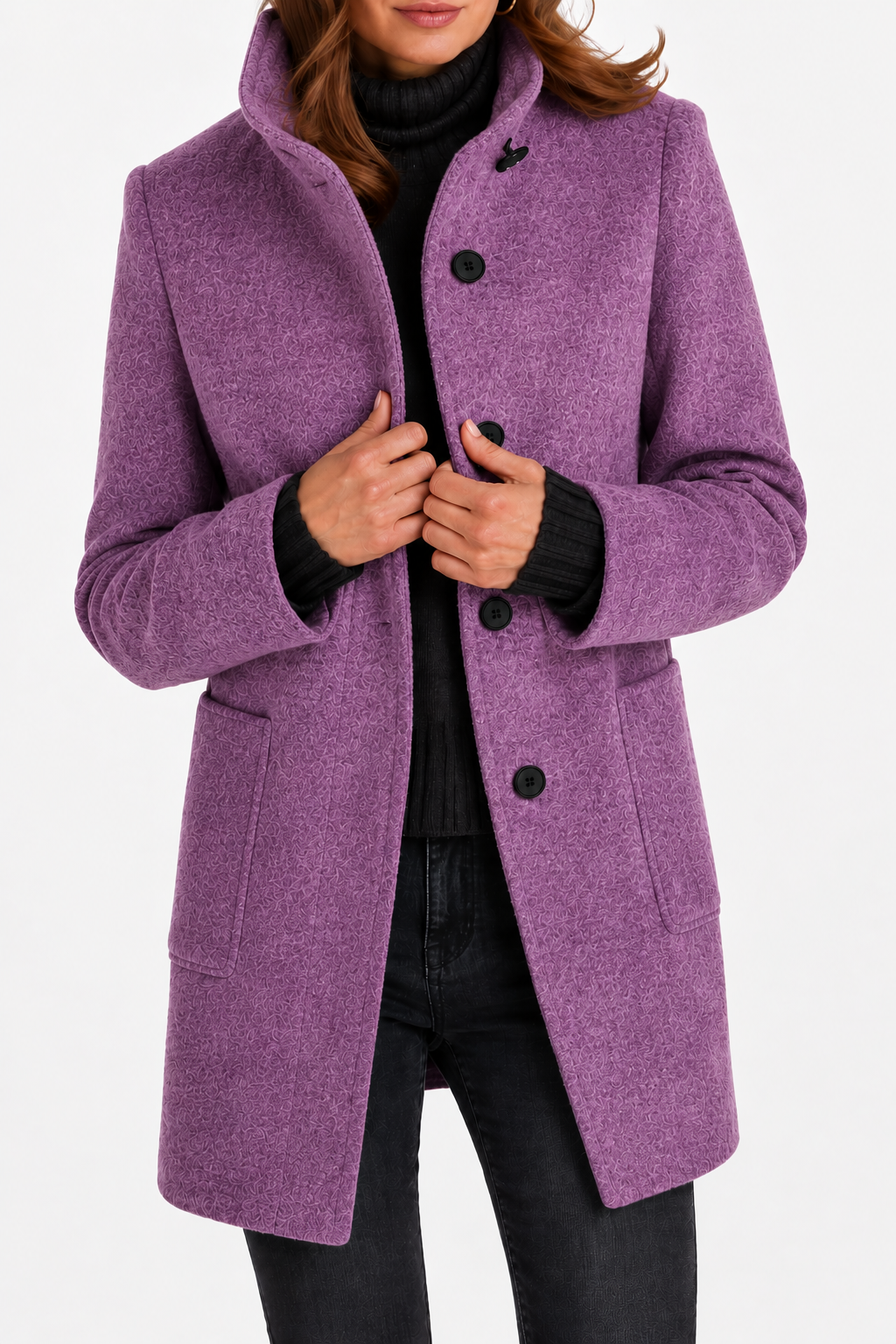 Janet classic wool blend coat with a relaxed fit, shown in several colours