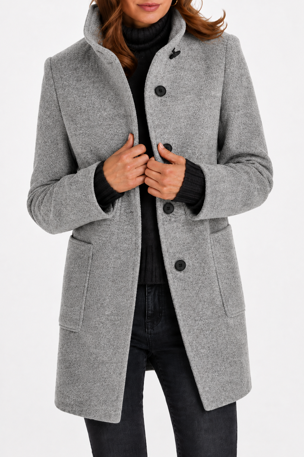 Janet classic wool blend coat with a relaxed fit, shown in several colours