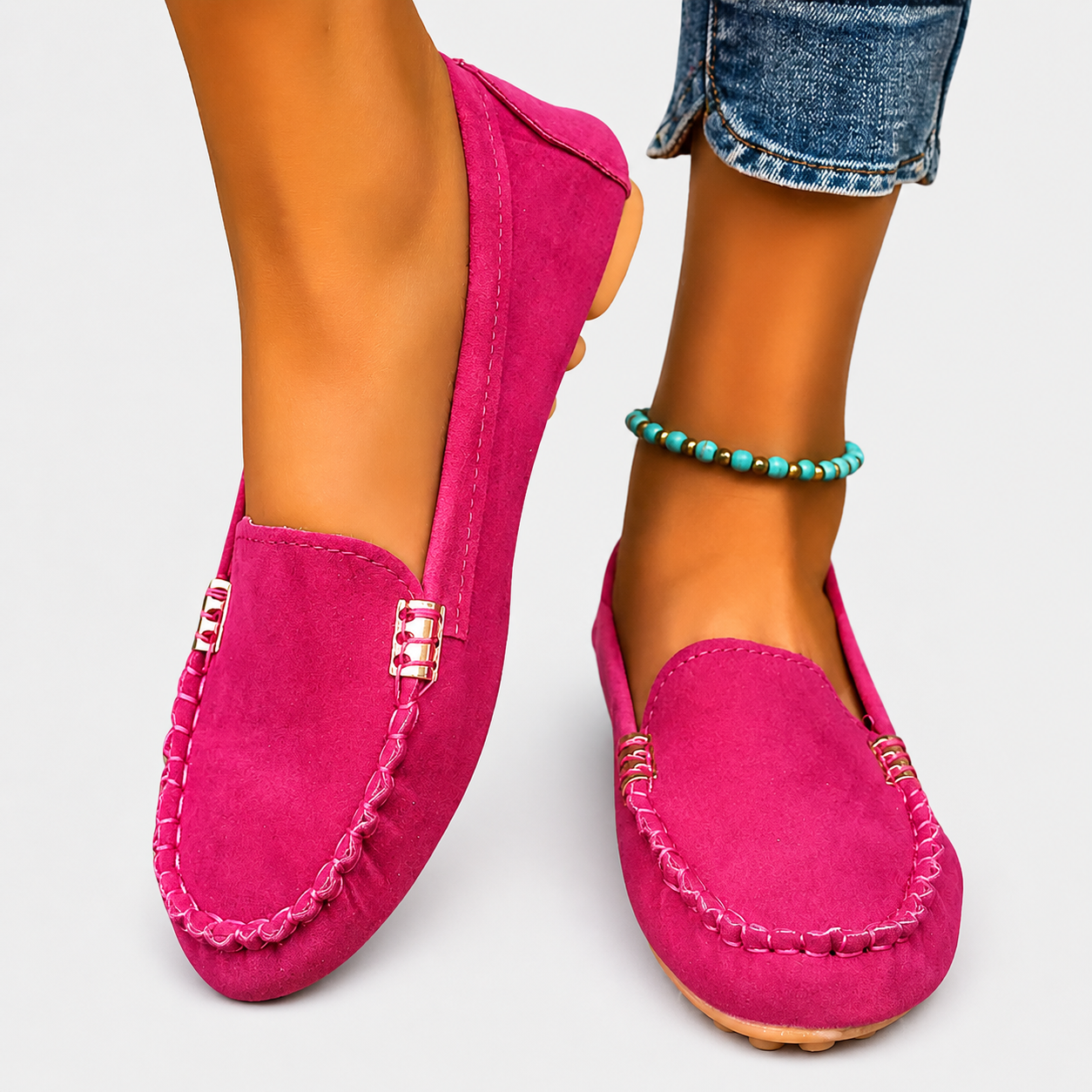 Kaia elegant ballet flats with refined detailing, shown in several colours