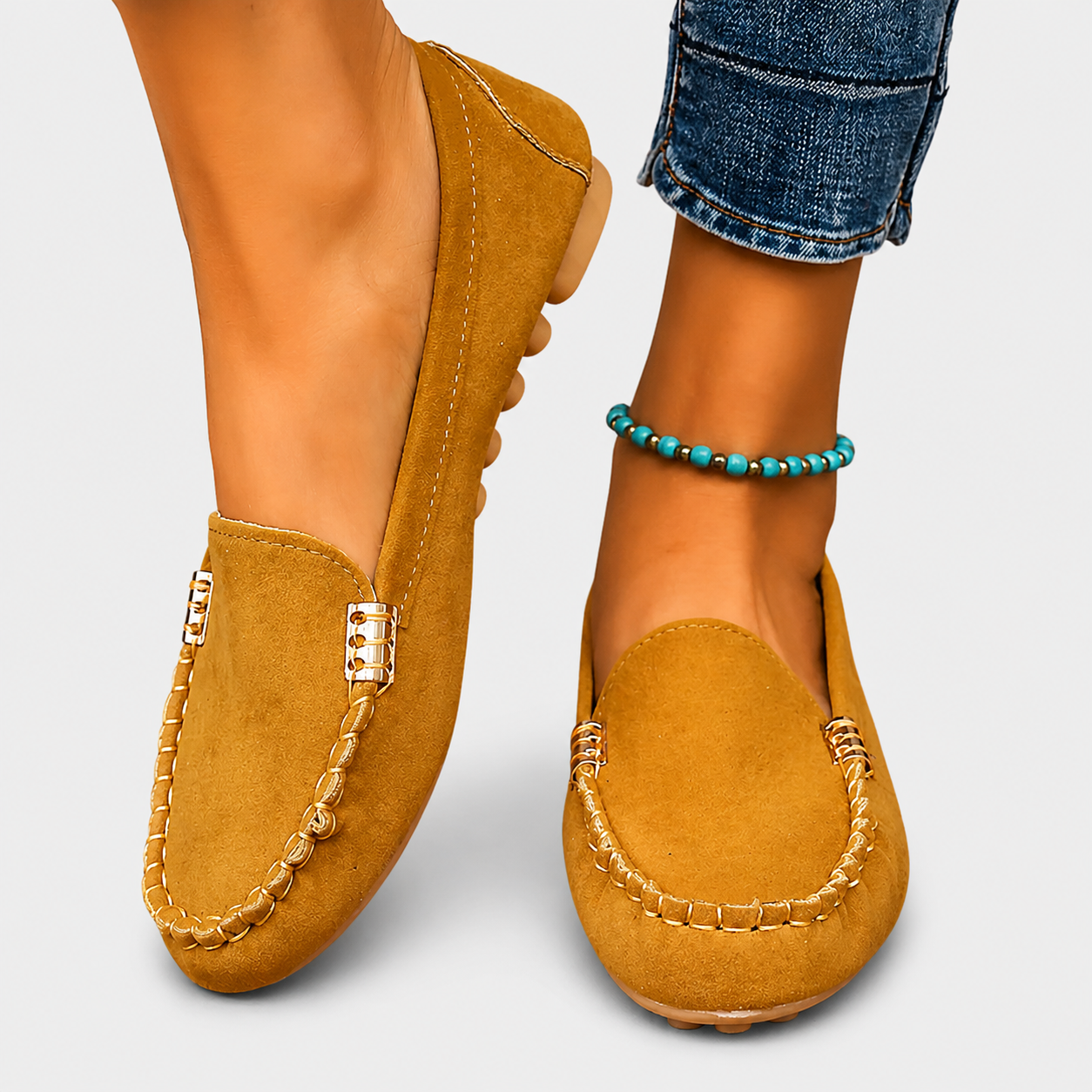 Kaia elegant ballet flats with refined detailing, shown in several colours