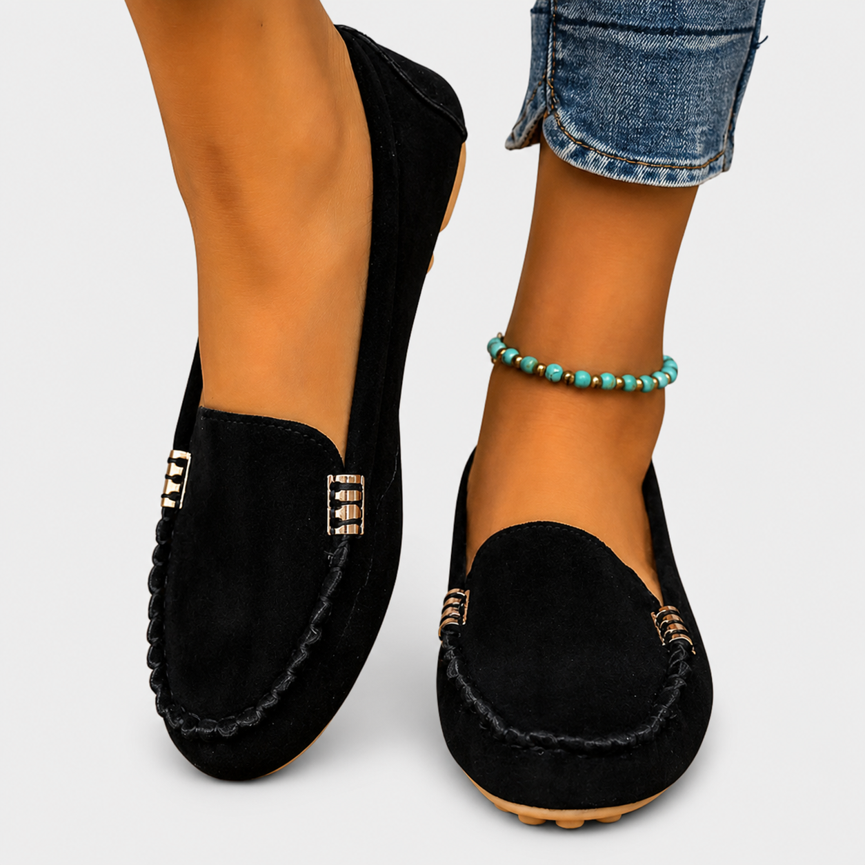 Kaia elegant ballet flats with refined detailing, shown in several colours