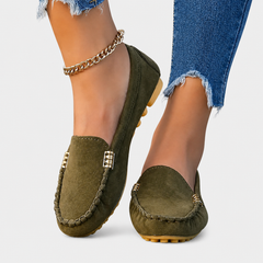 Kaia elegant ballet flats with refined detailing, shown in several colours