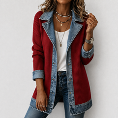 Kristen relaxed-fit jacket blending denim details with soft knit panels