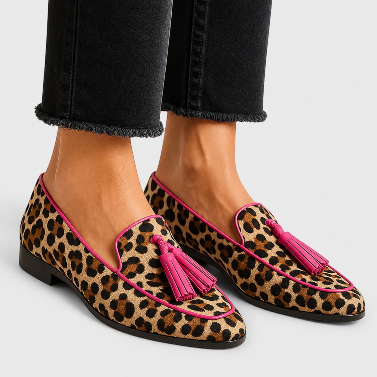 Women's fringed loafers with refined detailing and a classic slip-on silhouette