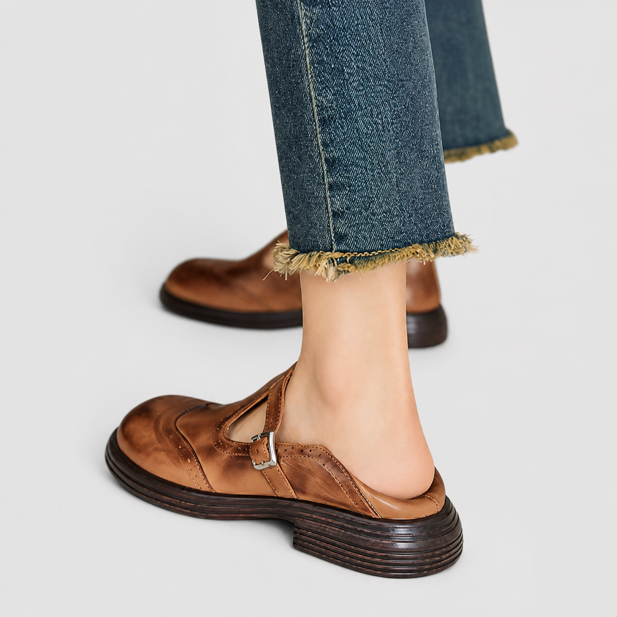 Louisa classic Mary Jane shoes shown in brown and black