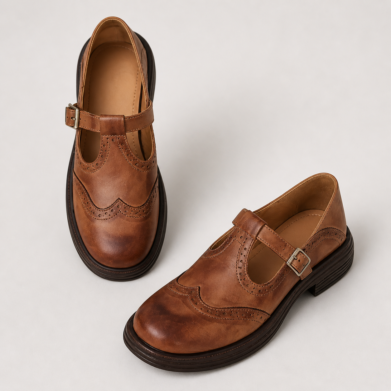Louisa classic Mary Jane shoes shown in brown and black