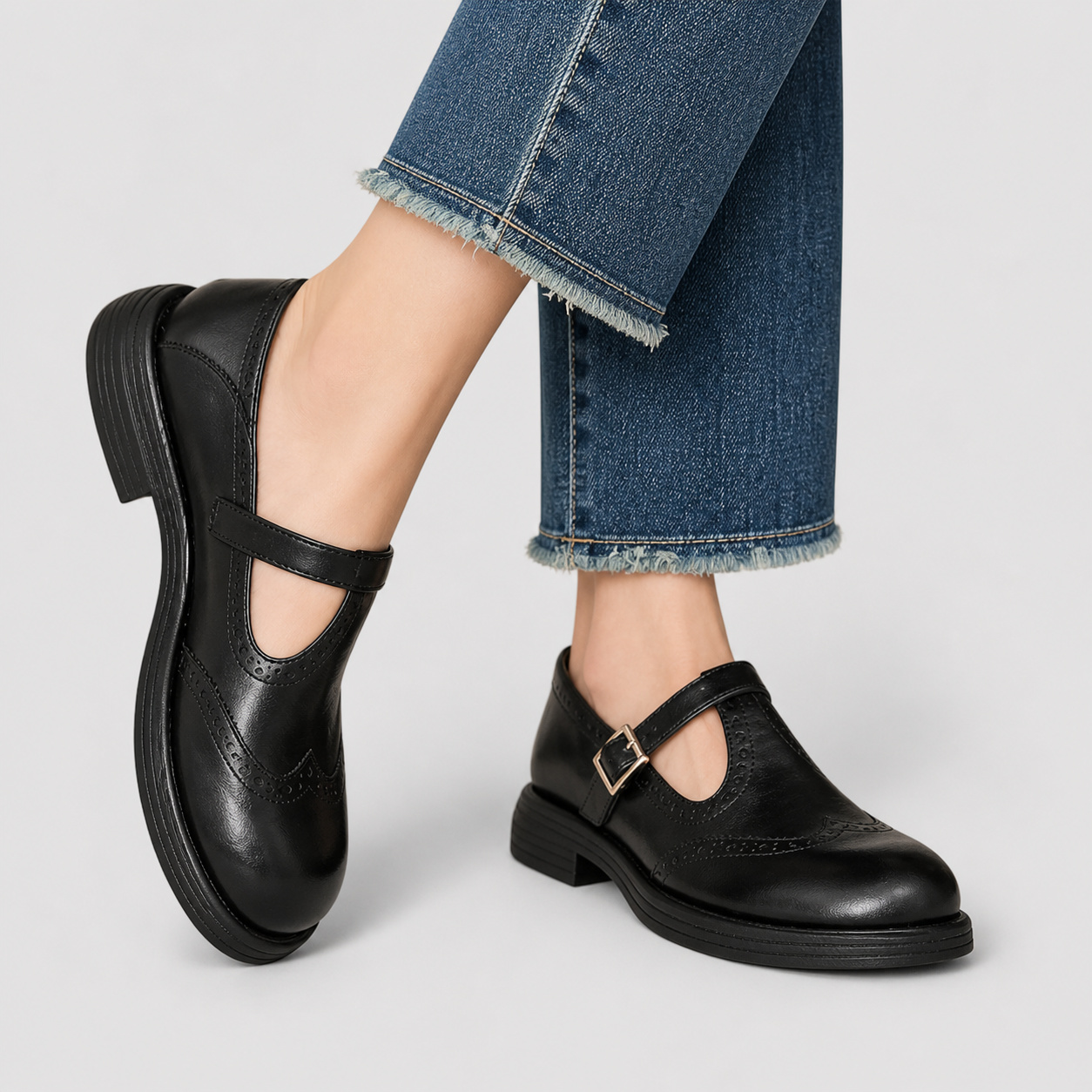 Louisa classic Mary Jane shoes shown in brown and black