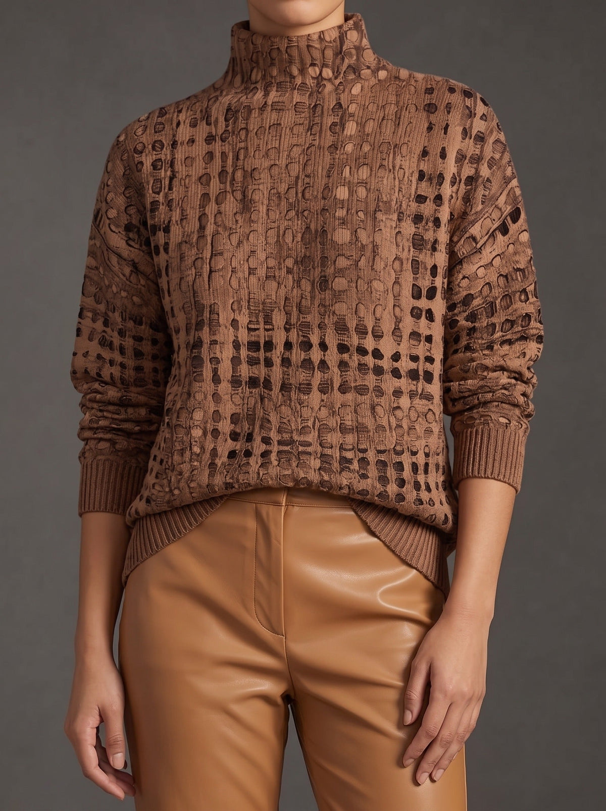Marnie™ | Chestnut Lattice Turtleneck